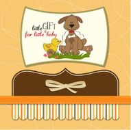 baby shower card with dog and duck toy N5