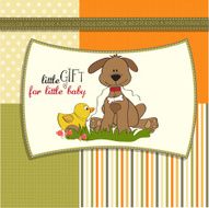 baby shower card with dog and duck toy N6