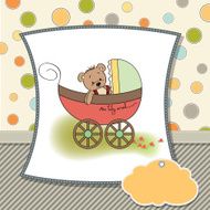 funny teddy bear in stroller N5