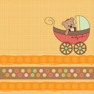 funny teddy bear in stroller N9