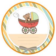 funny teddy bear in stroller N17