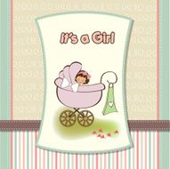 Baby girl announcement card N32