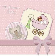 Baby girl announcement card N34