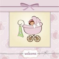 Baby girl announcement card N35