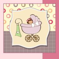 Baby girl announcement card N37