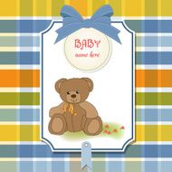 new baby announcement card with teddy bear N4