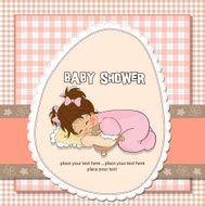 baby shower card with little girl N15