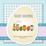 baby shower card with toy train N9