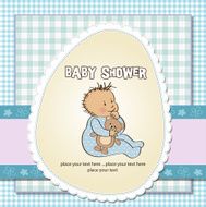 baby announcement card with little boy N17