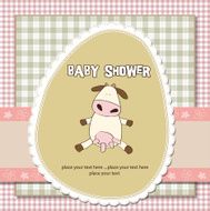 new baby girl announcement card with cow N24