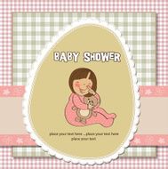 little baby girl play with her teddy bear toy N24