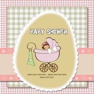 Baby girl announcement card N38