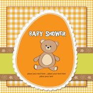 baby shower card with teddy bear toy N49