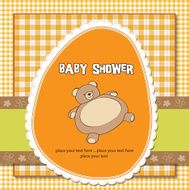 baby shower card with teddy bear toy N50