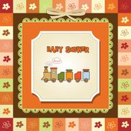 baby shower card with toy train N10