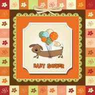 baby shower card with long dog and balloons N11