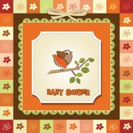 welcome baby card with funny little bird N17