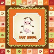 new baby girl announcement card with cow N25