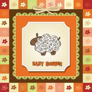 cute baby shower card with sheep N29