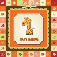 new baby announcement card with giraffe N45
