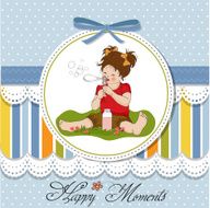 funny lovely little girl blowing soap bubbles N4