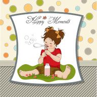 funny lovely little girl blowing soap bubbles N7