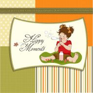 funny lovely little girl blowing soap bubbles N9