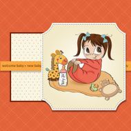 little baby girl play with her toys