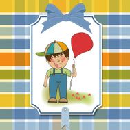 birthday greeting card with little boy N5