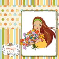 young girl with a bunch of flowers N4