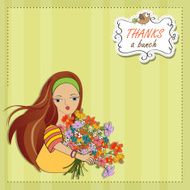 young girl with a bunch of flowers N10