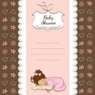 baby shower card with little girl N17