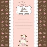 new baby girl announcement card with cow N26