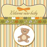 baby shower card with teddy bear toy N53