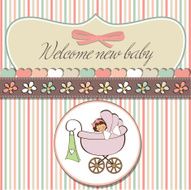 Baby girl announcement card N39