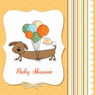 baby shower card with long dog and balloons N12