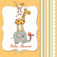 baby shower card with funny pyramid of animals N11