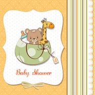 new baby announcement card with bag and same toys N4