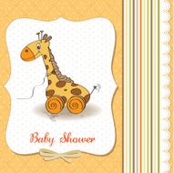 Baby shower card with cute giraffe toy