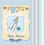 baby announcement card with milk bottle and pacifier N17
