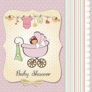 Baby girl announcement card N40