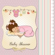 baby shower card with little girl N18