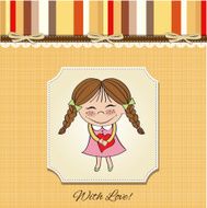 Funny girl with hearts Doodle cartoon character N13