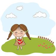 Funny girl with hearts Doodle cartoon character N15