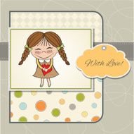 Funny girl with hearts Doodle cartoon character N16