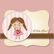 Funny girl with hearts Doodle cartoon character N17
