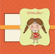Funny girl with hearts Doodle cartoon character N22
