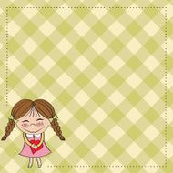 Funny girl with hearts Doodle cartoon character N23