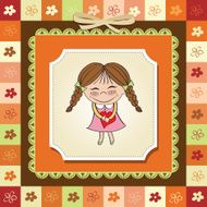 Funny girl with hearts Doodle cartoon character N27