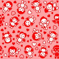 Cupids set red icons wrapping paper